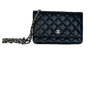 Chanel Black Quilted Wallet On Chain Bag